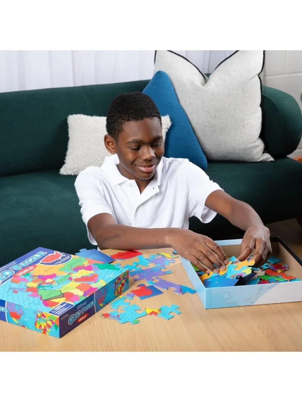 World Map Jigsaw Puzzle - 68 Pc Geography Game for Kids, Fun Educational Toy